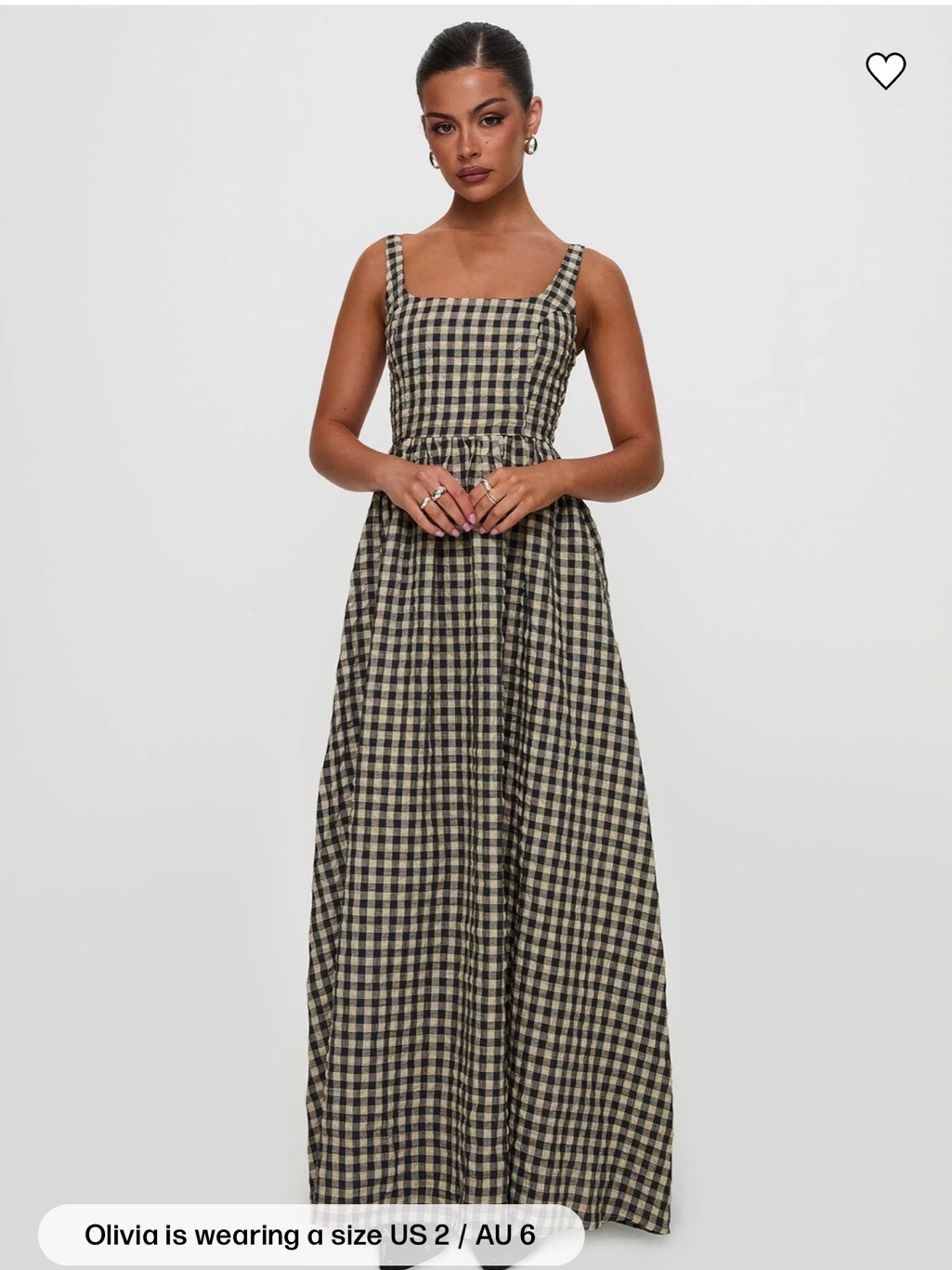 Princess Polly Black And Cream Gingham Maxi Dress